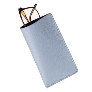 Slim Deer Skin Glasses Case – Elegant Design White Blue